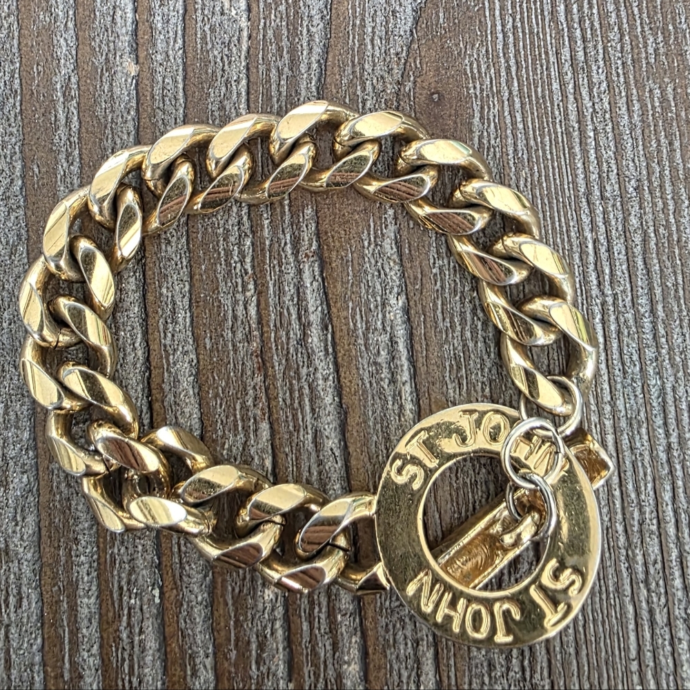 Vintage St. John Gold Tone Chain Link Toggle Bracelet